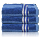 Kuber Industries Lining Design Soft Cotton Bath Towel 200 Gsm - Pack Of 3 (Blue)