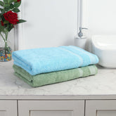 Mafatlal Bath Towels 1100 Gsm | Large Size Towel For Men & Women Daffodil Series (Green & Blue) - Pack Of 2