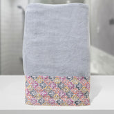 Rangoli Prima Dream 100% Cotton Lace Bath Towel 450 Gsm | Ultra Soft, Super Absorbent & Eco-Friendly Hanging Bath Towels (Grey) - Pack Of 1