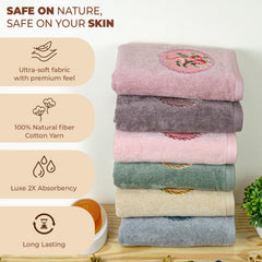 Akiko Home Prima Dream 100% Cotton Hand Towel 1200 Gsm | Soft, Absorbent & Durable, Cotton Hand Towel | Pack Of 6 (Multicolor)