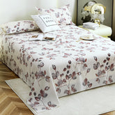 Bedsheet For Double Bed Cotton With 2 Pillow Covers, White & Mauve - Queen Size 88 X 100 Inches | 190 Thread Count - Ideal For Festive Occasions