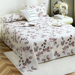 Bedsheet For Double Bed Cotton With 2 Pillow Covers, White & Mauve - Queen Size 88 X 100 Inches | 190 Thread Count - Ideal For Festive Occasions