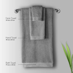 Spread Spain Resort Luxurious Cotton Towels 720 Gsm | Bath, Hand & Washcloth Towels Sets Of 3 Super Softness & Absorbent (Carbon)