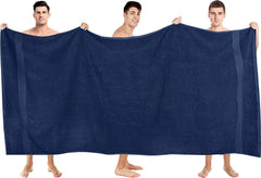 Tiqh 100% Cotton Bath Towel 600 Gsm | Highly Absorbent & Quick Dry Extra Large Bath Towel (Navy)