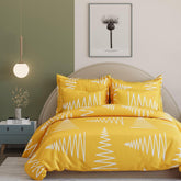 1 Single Glace Cotton Flat Bedsheet With 1 Pillow Cover & Single Comforter - 60 X 90 Inches, Yellow | Soft & Durable For Everyday Use - All Season Comfort