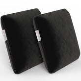 Memory Foam Square Cushion Pillow, For Car, Sofa & Diwan, Bed, Chair - Black - 12 X 12 X 4 Inch | Highly Durable, Hypoallergenic, Velvet Cover, Furniture Cushion, Multipurpose Use - Pack Of 2