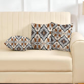 Microfiber Square Pillow Cushion For Sofa, Black & Brown, Grey - 12 X 12 Inch | Fluffy For Comfort & Back Support | Breathable, Premium Cotton Cushion Cover, Neck Support - Set Of 3