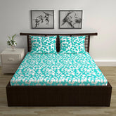 Soft Cotton Double Bedsheet For Queen Size With 2 Pillow Covers | 87 X 100 Inches, Teal & White - Soft & Breathable Fabric | Comfortable For Daily Use