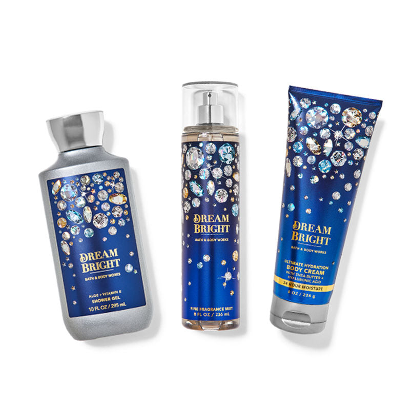 BATH & BODY WORKS DREAM BRIGHT SHOWER GEL , BODY CREAM & MIST 3PCS 757ML 25.5 FL.OZ. BATH & BODY WORKS DREAM BRIGHT SHOWER GEL , BODY CREAM & MIST 3PCS 757ML 25.5 FL.OZ.
