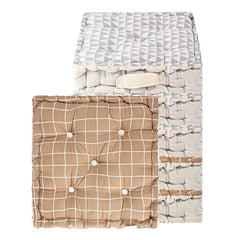 Soft Cotton Chair Cushions For Sitting, Button Pillow, Printed - Brown & Grey | Pillow For Office Work & Posture Support | Sitting Cushion & Back Rest For Chair | Pain Relief - Pack Of 6
