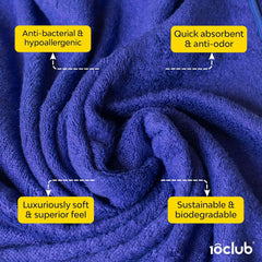 10club Bamboo Hand Towel 580 Gsm | Ultra Soft, Absorbent, Anti-Microbial & Quick Dry Towel For Daily Use, Gym, Pool, Kitchen, Travel, Sports & Yoga (Navy) -Set Of 4