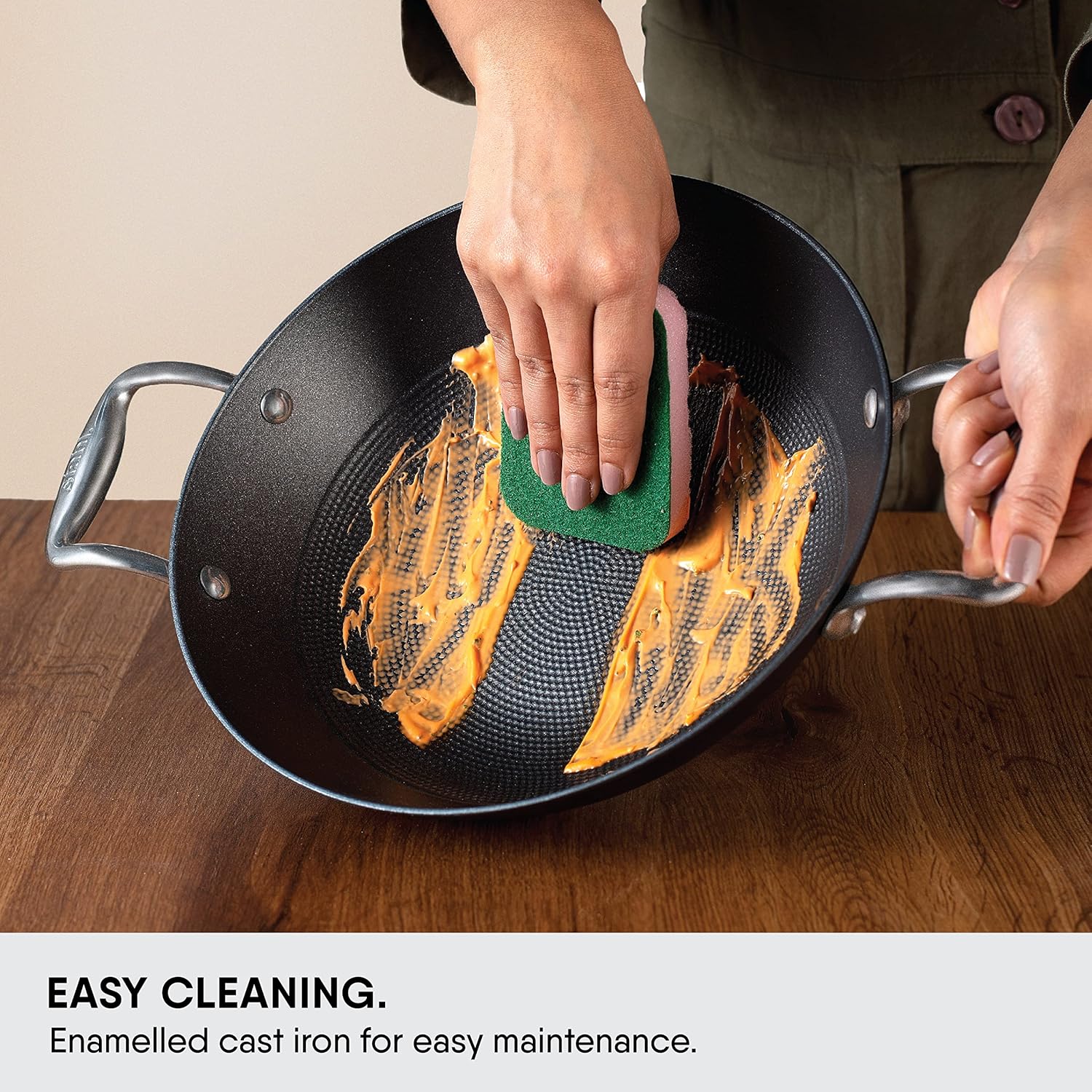 Blacksmith Hybrid Enameled Cast Iron Kadhai - 1.7 Liters, 22 Cm | Rust Proof Kadai For Cooking - Light Weight Cast Iron - Induction & Gas Stove Compatible Blacksmith Hybrid Enameled Cast Iron Kadhai - 1.7 Liters, 22 Cm | Rust Proof Kadai For Cooking - Light Weight Cast Iron - Induction & Gas Stove Compatible