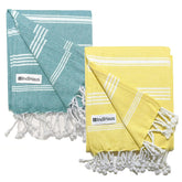 Indihaus Premium Large Cotton Bath Towels 380 Gsm | Soft, Absorbent & Comfortable Large Size Bath Towels | Set Of 2 (Sunshine Yellow & Ocean Teal)