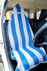 Roman Home Solid Large Luxury All Car Seats & All Office Chair Towel With Tie Knot & Elistick 450 Gsm - (Blue Line)