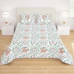 Microfiber Bedsheet For Double Bed King Size With - 108 X 108 Inches, White & Peach | Comfortable & Sleeping Environment | Long-Lasting Comfort