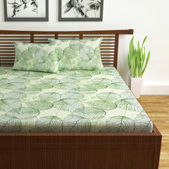100% Pure Cotton Double Bedsheet For Queen With 2 Pillow Covers - 87 X 100 Inches, Sage Green | Soft & Durable For Everyday Use & Bedroom - All Season Comfort