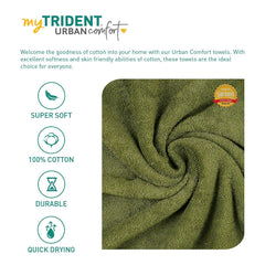 Mytrident 100% Cotton Bath Towels 450 Gsm | Towels For Bath Small Size Trident Bath Towel - Soft & Absorbent Bath Towel (Olive)