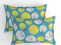 Printed Double Bedsheets With 2 Regular Size Pillow Cover - 90x90 Inches, Sky Blue | Beautiful Design Leaf Floral - Light Weight & Breathable Bedsheet