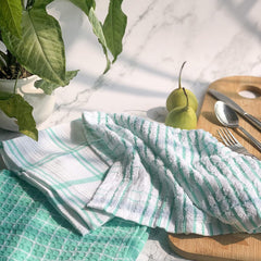 Pixel Home Cotton Multi-Purpose Terry & Waffle Dish Cloths Kitchen Wiping Cleaning Towel 300 Gsm -Set Of 6 (Green)