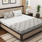 Bedsheet For King Size Bed With 2 Pillow Covers - 106 X 106 Inches, Grey & White | Soft & Durable For Everyday Use - All Season Comfort