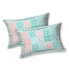 Sanskriti Bedsheet For Double Bed King Size With 2 Pillow Cover - 90 X 108 Inches, Green & Pink | Soft, Durable & Stylish | Breathable & Skin-Friendly