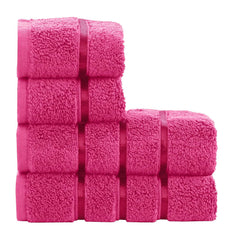 Spread Spain Roman 100% Cotton Bath Towel 600gsm | Super Absorption Quick Dry Large & Small Towel Set - Fuchsia (Set Of 4)