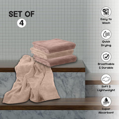Housse Microfiber Hand Towel 800 Gsm | Premium Quality Towels Ultra Absorbent & Anti-Bacterial For Gym (Peachy Pearl & Dusky Orchid) - Pack Of 4