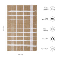 Encasa Xo Kitchen Towels Dish Cloths Sets 430 Gsm | Highly Absorbent Cotton Terry Towels Multipurpose For Washing Dishes & Cleaning Towel | Pack Of 4 (Beige Terry)