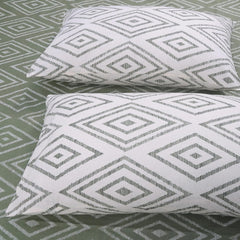 Perfect Cotton Double Bedsheet With 2 Pillow Cover - 88 X 96 Inches, Sage Green & White | Soft & Durable For Everyday Use & Bedroom - All Season Comfort