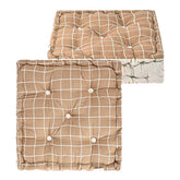 Soft & Comfortable Cotton Chair Cushion Pillow For Sitting, Check Print - Brown | Pillow For Office Work & Posture Support | Sitting Cushion & Back Rest For Chair, Pain Relief - Pack Of 2