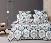 1 Single Glace Cotton Flat Bedsheet With 1 Pillow Cover & Single Comforter - 60 X 90 Inches, Grey | Soft & Durable For Everyday Use - All Season Comfort