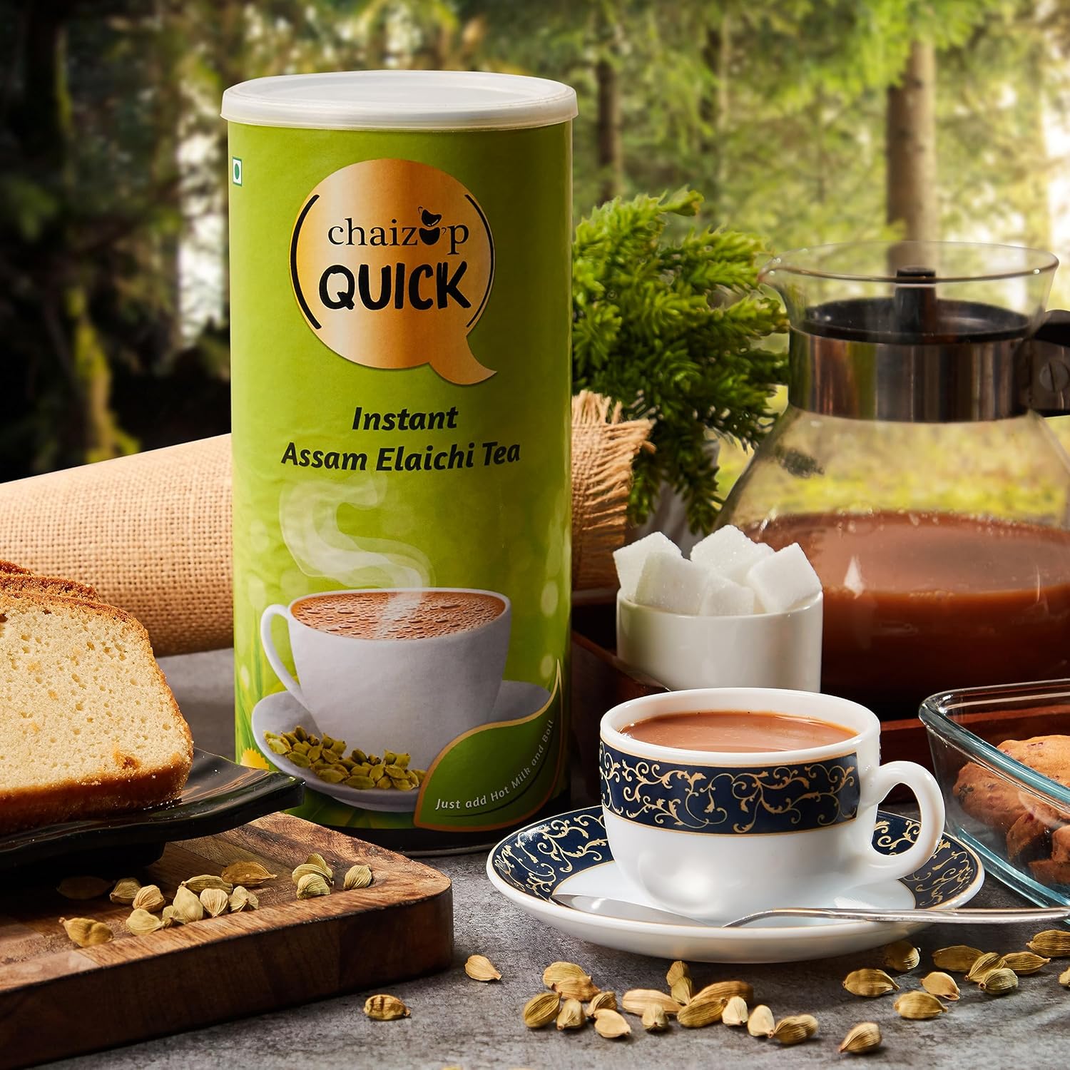 Chaizup Quick 1 Min Instant Assam Elaichi Tea Premix - 1 Kg Can, 35.2 Ounce | Just Add Hot Milk & Boil - Assam Elaichi Chai Powder | Low Caffeine Chaizup Quick 1 Min Instant Assam Elaichi Tea Premix - 1 Kg Can, 35.2 Ounce | Just Add Hot Milk & Boil - Assam Elaichi Chai Powder | Low Caffeine