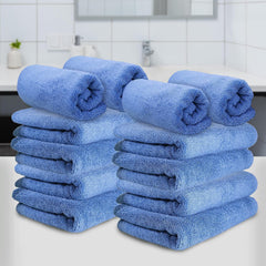 Heelium Bamboo Hand Towel 2400 Gsm | Ultra Absorbent & Anti-Bacterial | 3x Softer Than Cotton Towels (Iris) - Pack Of 12