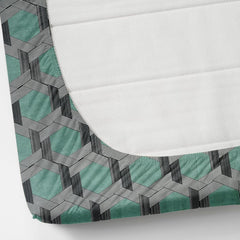 1 Single Bedsheet With 1 Pillow Cover - All Around Elastic Fitted | 100% Premium Fabric Is Lightweight, Soft & Comfortable | Size 36 X 72 X 8 Inches, Grey & Green
