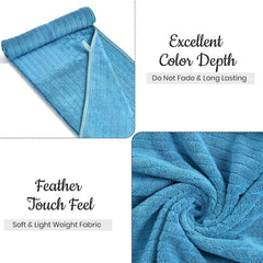 Urbanleaf Microfiber Large Bath Towel 300 Gsm | Quick Dry Super Absorbent Bath Towel For Men & Women (Blue Stripe)