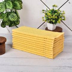 Jenny Denial 100% Cotton Soft Face Towel 1300 Gsm | Super Absorvent & Quick Dry - Pack Of 10 Pcs (Yellow)