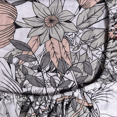 Double Bedsheet For Queen Size With 2 Pillow Covers - 60 X 78 Inches, Grey & Peach | All Around Elastic Fitted Soft, Lightweight & Breathable Cotton Bedsheet