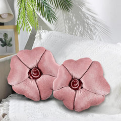 Rose Shape Pillow, Soft Cushion Pillow For Car & Room Decoration, Rose Pink - 13 Inches | Decorative Plushie Cushions For Sofa & Bed, Head Rest Pillow, Multipurpose Use - Pack Of 2