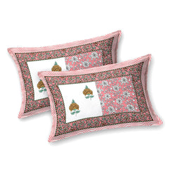 Jaipuri Cotton Bedsheet For King Size With 2 Pillow Covers | 90 X 108 Inches, Pink | Ultra-Soft & Skin-Safe | Breathable Summer Comfort