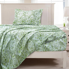 1 Single Bedsheet With One Pillow Covers - 60 X 90 Inches, Fern Green | Soft & Breathable Cotton Bedsheet - Long Lasting & Soft 250 Thread Count Bedsheet