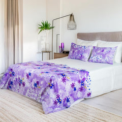 Printed Cotton Bedsheet For King Size With 2 Pillow Cover | 108 X 108 Inches, Purple & White | Wrinkle Free Soft Perfect For Everyday Use