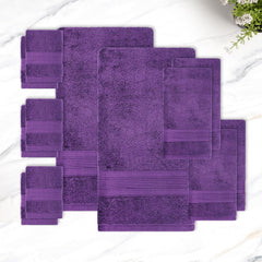 Trident Soft Comfort Air Rich Bath Towels 500 Gsm | 100% Cotton Towel, Super Soft, Highly Absorbent, 12 Pieces (Plum)