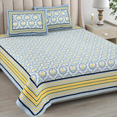 1 Queen Size Bedsheet For Double Bed With 2 Pillow Covers (90 X 108 Inches) Multicolor | Beautiful Printed Designs - Breathable 100% Cotton Bedsheet Comfortable