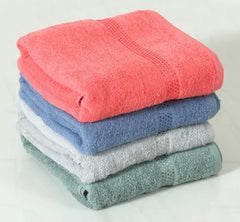 Fash Home International Quick Dry Star Border Bath Towel 2000 Gsm | Soft & Absorbent Solid Bath Towel Lightweight & Skin-Friendly Towel For Everyday Use (4 Pcs) - Multicolor