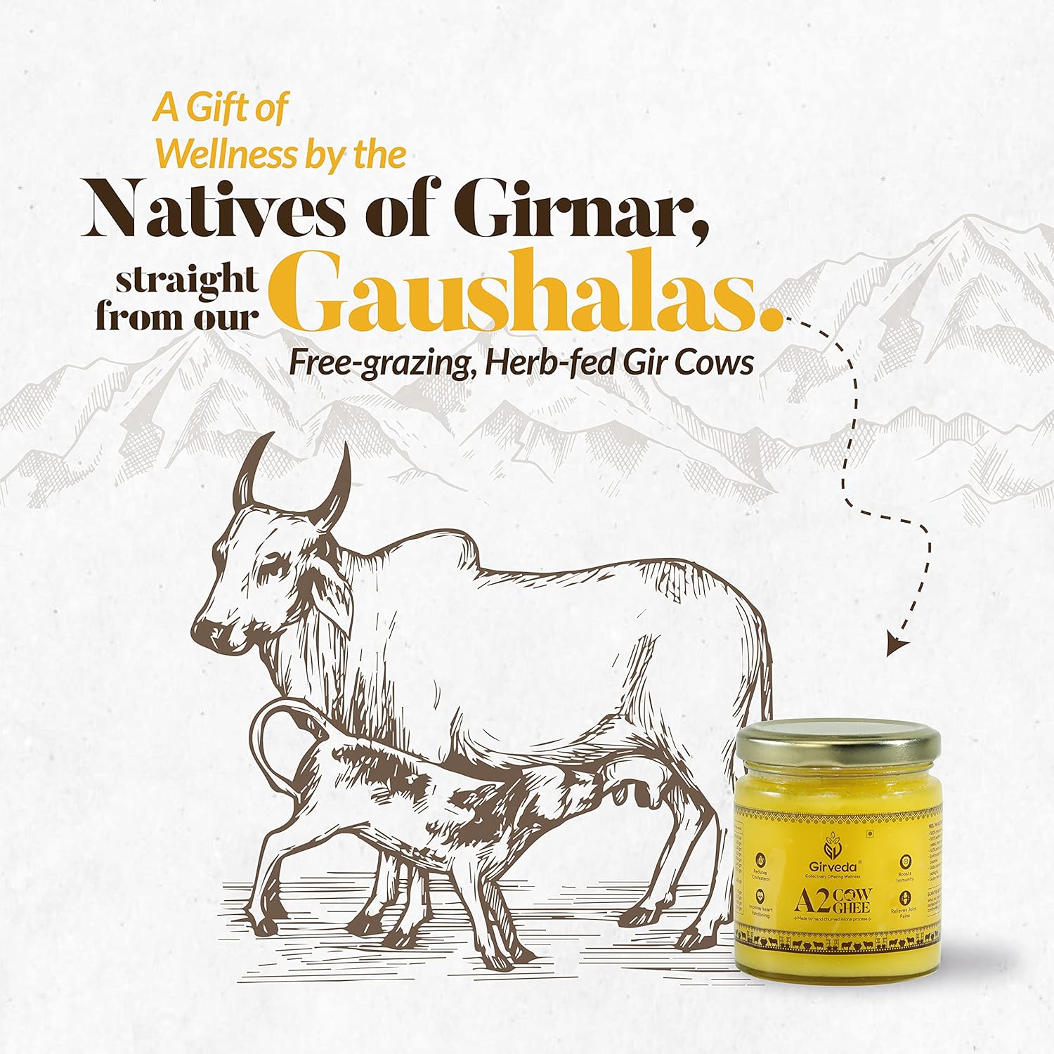 Natural A2 Cow Ghee By Girveda | Natural & Healthy Gir Cow Cultured Desi Ghee Good For Heart Health | (200ml) 6.7 Ounce | Jar Pack Natural A2 Cow Ghee By Girveda | Natural & Healthy Gir Cow Cultured Desi Ghee Good For Heart Health | (200ml) 6.7 Ounce | Jar Pack