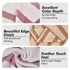 Urbanleaf Microfiber Large Bath Towel 700 Gsm | Quick Dry Super Absorbent Bath Towel For Men & Women (Brown & Wine Stripe) - Pack Of 2
