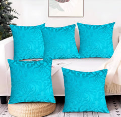 Microfiber Square Pillow Cushion For Sofa & Bed, Sky-Blue - 12 X 12 Inch | Soft, Fluffy For Comfort & Back Support | Breathable, Washable | Premium Velvet Outer Cover With Zip - Set Of 5