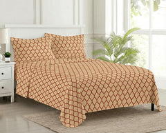 Jaipuri Design Cotton King Size Printed Bedsheet With 2 Pillow Covers - 108 X 108 Inches, Beige | Ideal For Home Use & Perfect For Gifting On Weddings, Housewarmings & Festivals