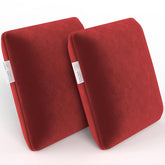 Memory Foam Square Cushion Pillow, For Car, Sofa & Diwan, Bed, Chair, Maroon - 14 X 14 X 4 Inch | Highly Durable, Hypoallergenic, Adjustable, Velvet Cover, Multipurpose Use - Pack Of 2