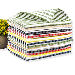 Sami Studios Kitchen Cotton Towels 500 Gsm | Highly & Absorbent For Kitchen Cleaning & Quick Drying Elegant Waffle Checks X-Large Towel (Set Of 12) -Multicolor